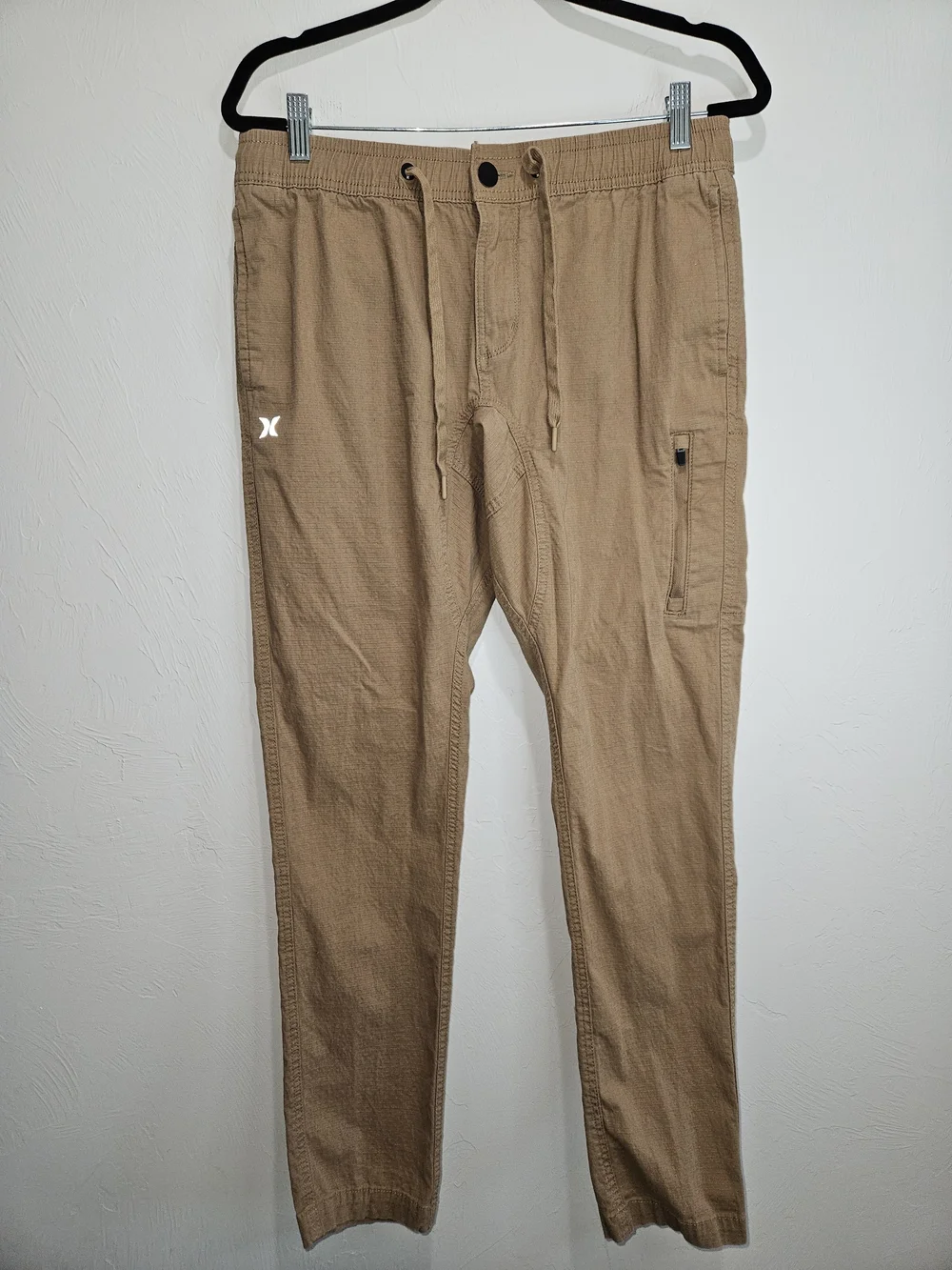 Hurley Men's Tan Drawstring Cargo Pants Size Medium Ripstop Khaki Bottoms